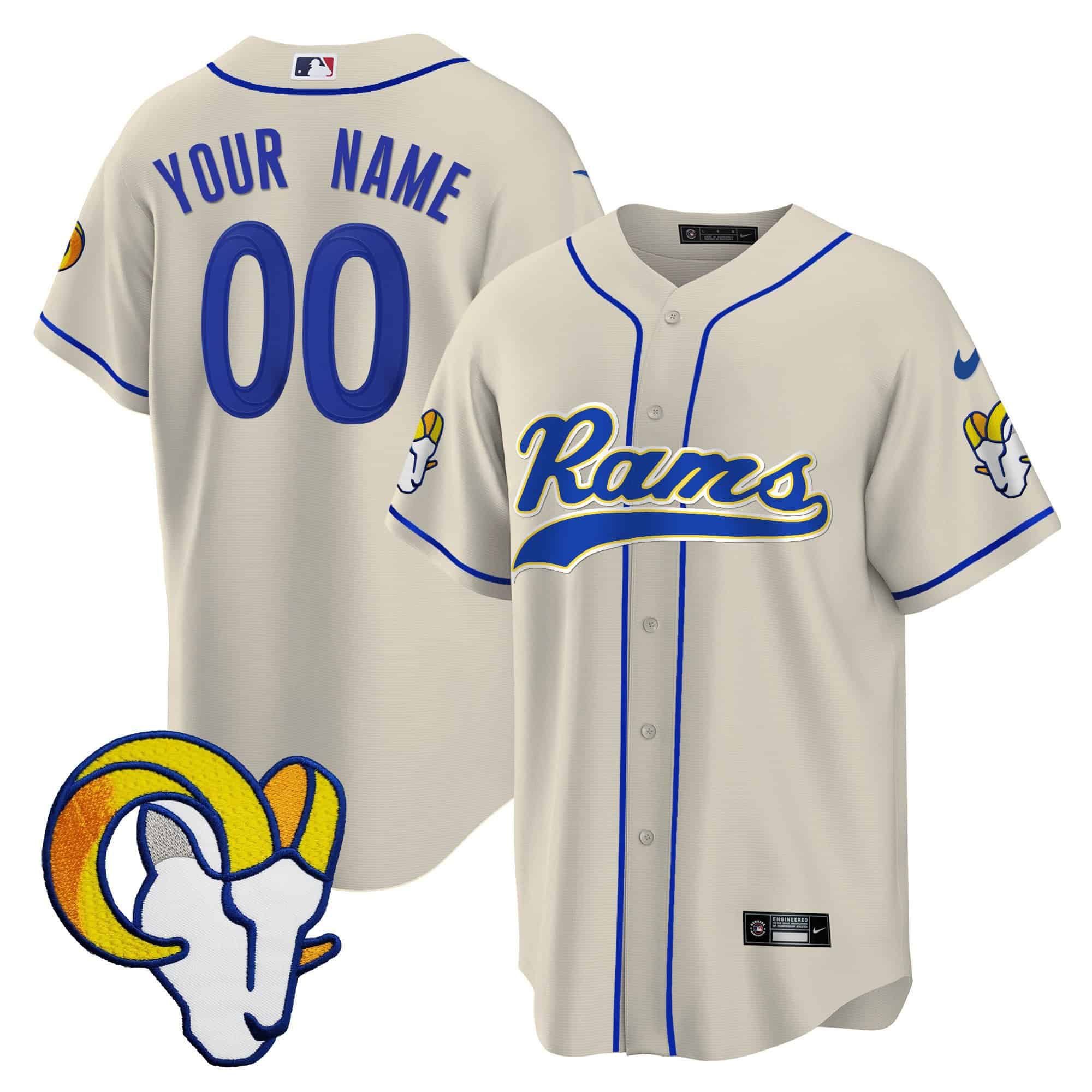 Men Los Angeles Rams Cream 2024 Nike Baseball Custom NFL Jersey->customized nfl jersey->Custom Jersey